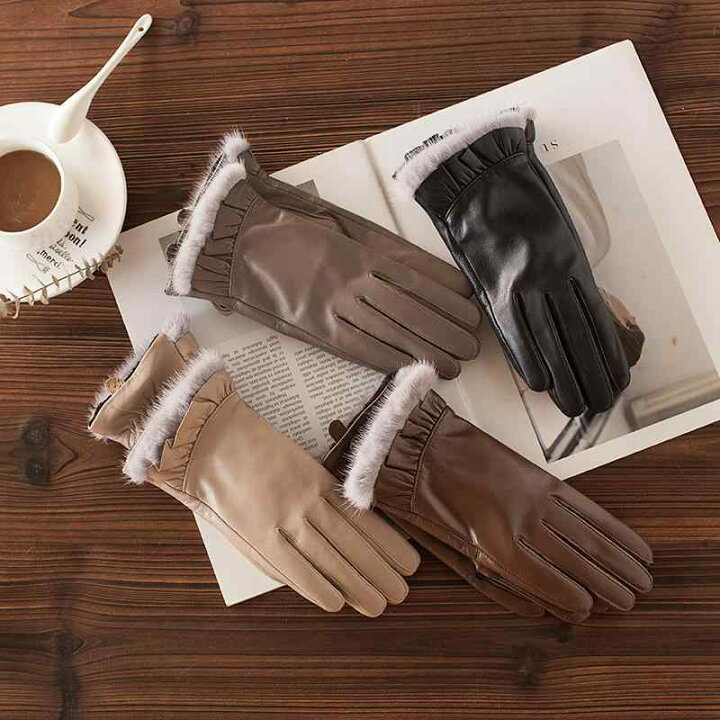 楽天市場】手袋 レディース 革 ヤギ レザー グローブ .ファースマホ  