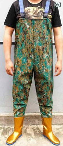 ウェーダー 釣り 防水 胴付長靴 チェストハイ 作業着 一体型 軽量 厚底 耐久性 幅広 ストラップ 水場仕事 田植え 水産 アウトドア 迷彩 黄 青