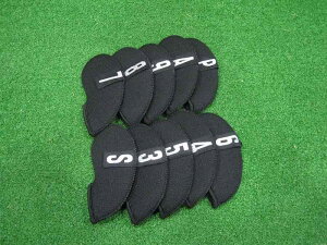 ゴルフ ヘッドカバー おしゃれ クラブ メンズ レディース 男女兼用 アイアン 布 弾力 耐久 通気性 保護 黒 ピンク 青 番手 シンプル セット