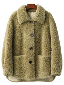 ボアジャケット レディース 秋冬 厚手 アウター コート ウール もこもこ 襟 おしゃれ 暖かい 柔らかい 快適 旅行 お出かけ シンプル グレー 緑 紫