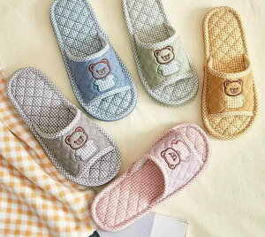 スリッパ レディース メンズ 大人 子供 春秋 厚手 静音 室内履き ルームシューズ 洗濯機で洗える 綿 リビング 滑りにくい 布 柔らかい キルティング チェック柄 くま 黄色 ピンク 緑