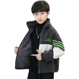 ボア ジャケット キッズ 子供 秋冬 男の子 韓国 ウール アウター コート もこもこ 厚手 暖かい 快適 防寒 お出かけ 大きいサイズ ポケット ジップアップ おしゃれ グレー