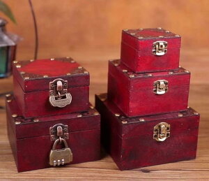 小物入れ 木製 蓋付き 収納ボックス アンティーク調 合金 鍵 ナンバーロック デスクトップ 小さめ 懐中時計 アクセサリー 小道具 インテリア プレゼント