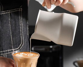 ラテアート ステンレス ミルクジャグ ミルクピッチャー ミルクマグ ミルクフォーマー デザイン デコレーション コーヒー カフェ シリンダー 白