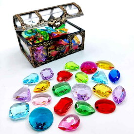 プラスチック 宝石 おもちゃ 子供 アクリル 透明 穴あり ままごと かわいい カラフル 動物 魚 宝箱 バッグ セット プレゼント 男の子 女の子