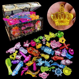 プラスチック 宝石 おもちゃ 子供 アクリル 穴あり ビーズ アクセサリー DIY 素材 ままごと かわいい プリンセス カラフル ハート 動物 宝箱 収納袋 セット プレゼント 男の子 女の子
