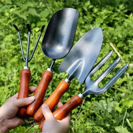 園芸 道具 便利 ツール 家庭用 バルコニー 庭 ガーデニング 花 植物 野菜 植え シャベル スコップ 熊手 土掘り 屋外 鉄 木柄 黒