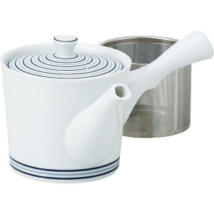 波佐見焼 急須 白磁渦 (スーパーステンレス 茶こし付) 容量約425ml 日本製 73549