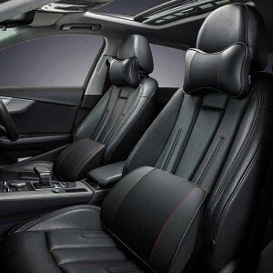 車 クッション 首 腰 セット ネックピロー 牛革 スエード リバーシブル ゴムバンド バックル 変形しにくい 通気 フィット 疲労軽減 長距離運転 旅行 オールシーズン おしゃれ 黒 ベージュ 茶