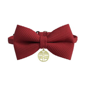 首輪 猫 犬 ペットグッズ アクセサリー 蝶ネクタイ リボン 調節可能 バックル 装着簡単 リード 普段使い 散歩 撮影 かわいい 双喜 福 大きいサイズ 赤 黒