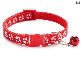 猫 首輪 鈴 小型犬 ペット用品 バックル サイズ調節可能 軽量 ソフト 通気 快適 かわいい カジュアル 肉球 赤 オレンジ ピンク