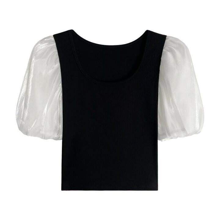 楽天市場】パフスリーブ 半袖 トップス ラウンドネック 女性 ランタン  