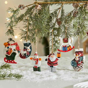 ツリー オーナメント おしゃれ 12月 冬 クリスマス 北欧 装飾 デコレーション 飾り ペンダント 壁掛け 単品 セット 樹脂 小さめ そり サンタ 雪だるま