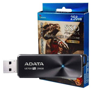 ADATA SSD パフォーマンス 256GB ハイスピード USB フラッシュドライブ UE700 Pro 最大読込速度:360MB/秒 PS4 メーカー動作確認済 ブラック AUE700PRO256GSSDP