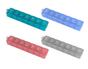 薬ケース 1週間分 便利 分類 収納 ボックス 使いやすい 大容量 家庭用 持ち運び可 旅行 外出 仕切り 曜日 プリント セット グレー 青 緑