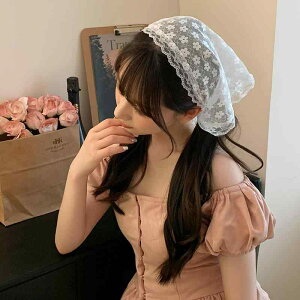 ヘッドアクセサリー レディース スカーフ おしゃれ 春夏 三角巾 ヘアバンド 髪飾り カチューシャ フリル シンプル 旅行 リゾート 写真撮影 レース チェック ニット