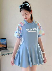 水着 女の子 セパレート 大きいサイズ 子供 体型カバー ショートパンツ付き 胸パッド 速乾 通気性 プール 温泉 水泳 ピンク ライトブルー ネイビー おしゃれ