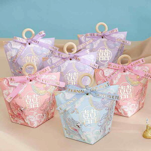 ギフトバッグ 手提げ 中国風 おしゃれ 結婚式 プチギフト ラッピング お菓子 小分け マチ 小さめ ボール紙 木製ハンドル キャンディ チョコレート ボックス ウェディング 記念日 お土産 包装