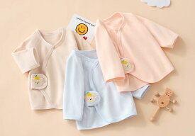 ベビー服 新生児 春秋 インナー トップス 短肌着 前開き 通気性 柔らかい 出産祝い プレゼント シンプル かわいい 青 ピンク アプリコット