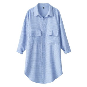 シャツ ロング 丈 レディース 軽量 日焼け防止 夏 ルーズ チェック柄 カーディガン ビーチ 大きいサイズ 普段使い おしゃれ ポケット ボタン 長袖 青 白