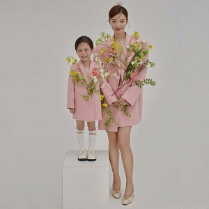 家族 お揃い 衣装 親子 セット ジャケット 写真 フォト 撮影 スタジオ 思い出 記念 レディース 女の子 キッズ ゆったり おしゃれ ポリエステル ピンク