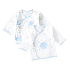 ベビー服 新生児 春夏 インナー トップス 短肌着 前開き 薄手 通気性 柔らかい 出産祝い プレゼント シンプル かわいい 青 黄 ピンク 鹿 アニマル柄