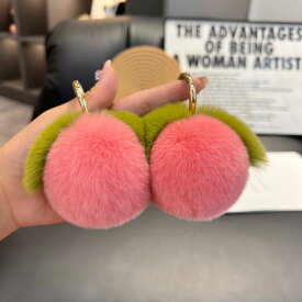 ぬいぐるみキーホルダー もこもこ ふわふわ キーチェーン バッグチャーム 桃 大きめ 小さめ プレゼント かわいい ピンク オレンジ アイボリー