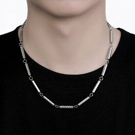 ネックレス メンズ シンプル 竹節模様 チェーン 50cm チタン 合金 男女兼用 ヒップホップ 普段使い おしゃれ アクセサリー シルバー