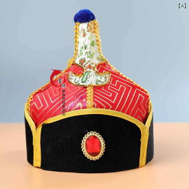 民族 衣装 かわいい 王子 プリンス 帽子 伝統 モンゴル 成人 大人 男性 メンズ サテン 手作り ダンス 踊り ステージ パフォーマンス 頭 飾り とんがり 赤 紫 青