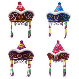 民族 衣装 かわいい モンゴル 帽子 伝統 頭 飾り ダンス 踊り パフォーマンス ステージ 舞台 アクセサリー 子供 キッズ 大人 チベット メンズ レディース 赤 青 オレンジ