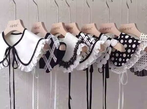 付け襟 おしゃれ 大人 黒 白 レース フリル 韓国 水玉 モノトーン ビーズ ビッグカラーアクセント レイヤード風 レディース ナチュラル 普段使い パーティー