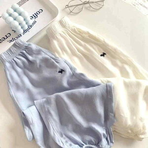 子供服 男の子 ズボン 裾絞り 女の子 ベビー 春秋 伸縮性 ひんやり 涼しい 綿 カジュアル ゆったり バルーン ランタン パンツ 青 アイボリー ワンポイント 犬 無地