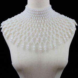 付け襟 レディース パール ハイネック フェイクカラー アクセサリー 小物 装飾 エレガント 韓国 大きめ 派手 衣装 パーティー おしゃれ 白