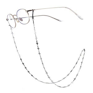 メガネチェーン レディース メンズ ネック ストラップ アクセサリー チタン鋼 メッキ 18K おしゃれ レトロ ロリータ ハート 十字架 ビーズ サングラス マスク 紛失 落下防止 プレゼント