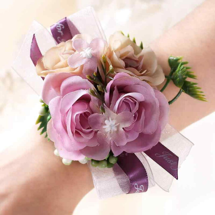 楽天市場】リストブーケ 結婚式 ブレスレット ブートニア 造花 