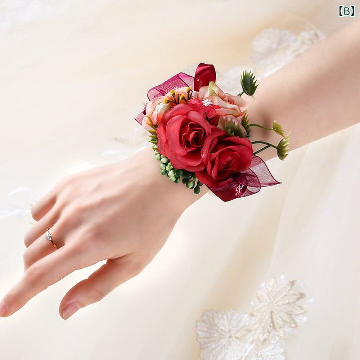楽天市場】リストブーケ 結婚式 ブレスレット ブートニア 造花 