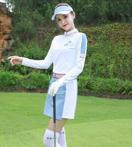 ゴルフウェア レディース 大きいサイズ 春夏 スカート セットアップ パンツ 長袖 テニス スポーツ ホワイト ブルー ハイネック ハーフジップ おしゃれ スリム