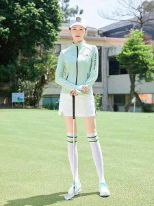 ゴルフウェア レディース ゴルフ 春夏 スカート セットアップ 速乾 長袖 日焼け防止 ハイネック ジップアップ 前開き アウター スポーツ ホワイト グリーン ブラック