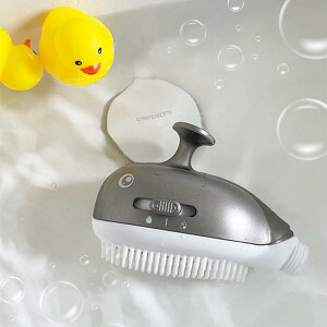 シャワーヘッド 赤ちゃん 子供 ペット 手元スイッチ 止水 シリコン ブラシ ソフト シャンプーディスペンサー 汎用接続口 ABS 沐浴 かわいい クジラ 青 ピンク グレー