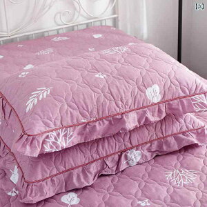 枕カバー 洗える 48*74cm コットン 100% キルティング 中綿 ピロケース 大人 通気性 柔らかい 毛玉になりにくい 厚手 快適 安眠 シングル ペア 寝具 かわいい フリル 水玉 ピンク グレー 青 花