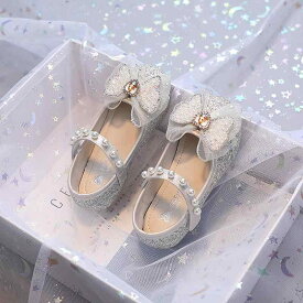 キラキラ パンプス かわいい 女の子 発表会 子ども 靴 フォーマル 面ファスナー ストラップ リボン 結婚式 アイボリー ピンク 14.5-23cm
