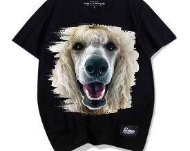 プリント 犬Tシャツ メンズ レディース 半袖 おしゃれ カジュアル ゆったり 大きいサイズ プードル 夏 ラウンドネック ルーズ 綿 ブラック トップス