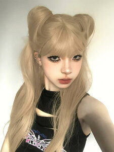 ウィッグ コスプレ ハロウィン イベント かつら フル 女性 自然 ロング 巻き髪 ゆるふわ 前髪あり 猫耳ヘア お団子 かわいい ミルクティープラチナ