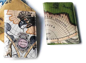 パスポートカバー 革 PUレザー 韓国 レディース メンズ チケットホルダー カードケース 収納 旅行 世界地図 緑 青 白 おしゃれ