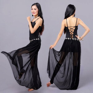 ベリーダンス レッスン着 レディース 練習 ウェア 上下セット トップス ボトムス パフォーマンス ステージ 衣装 シースルー ビジュー レースアップ セクシー 無地 おしゃれ 黒 赤 白