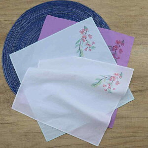 ハンカチ レディース 大人 正方形 上品 ギフト 綿 柔らかい チャイナ風 アンティーク調 吸汗性 小さめ スクエア シンプル おしゃれ 桜 ピンク 青 白