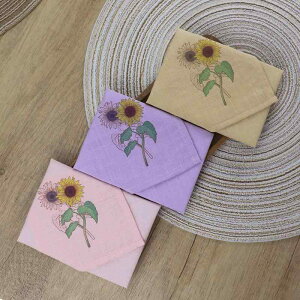 ハンカチ レディース 大人 正方形 チャイナ風 アンティーク調 綿 両面生地 スクエア 小さめ ギフト シンプル おしゃれ ひまわり ピンク ベージュ 紫