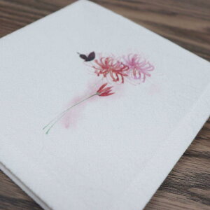 ハンカチ レディース 大人 正方形 上品 ギフト チャイナ風 アンティーク調 綿 柔らかい 小さめ スクエア 汗吸収 おしゃれ 彼岸花 白