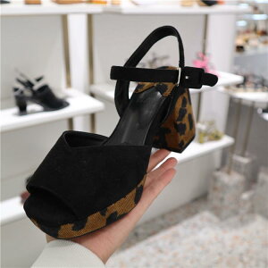 サンダル レディース 韓国 個性的 ヒョウ柄 厚底 ハイヒール バックル ストラップ ナイトクラブ パーティー カジュアル 夏 サマー