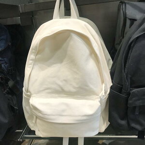 リュックサック 男女兼用 シンプル 綿キャンバス 撥水加工 PC収納 大容量 通学 通勤 スクールバッグ 背面クッション カジュアル スクエア型